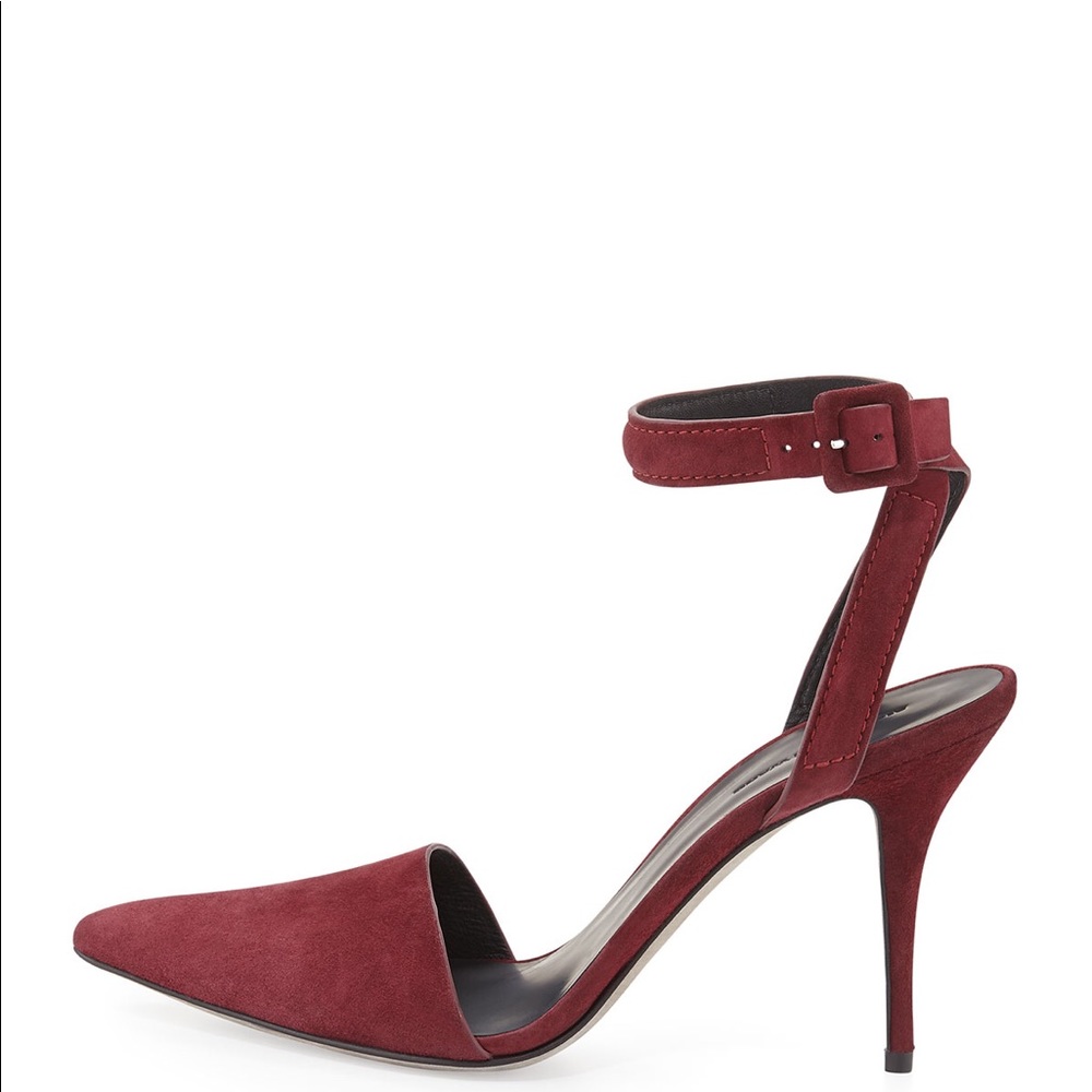 Alexander Wang Lovisa Suede Ankle-Wrap Pump, Beet